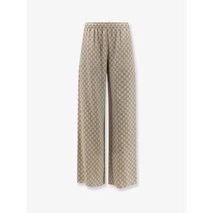 Gucci Women Gucci Primavera Silk Trousers With Gg Print